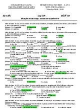 Đề kiểm tra tự chọn lần 2 môn Tiếng Anh Lớp 10 - Mã đề 105 - Năm học 2018-2019 - Trường THPT Ngô Sĩ Liên (Có đáp án)